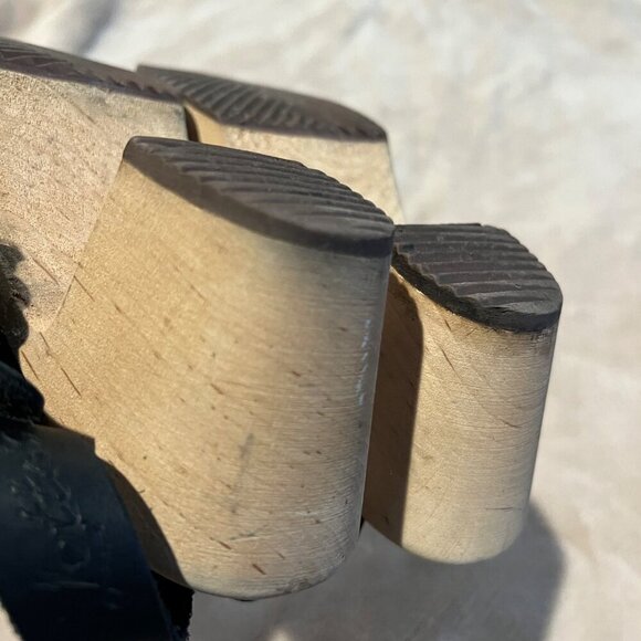 MIA x Free People Greta Swedish Black Leather Wooden Clogs Size 38 / 7 - Picture 9 of 11